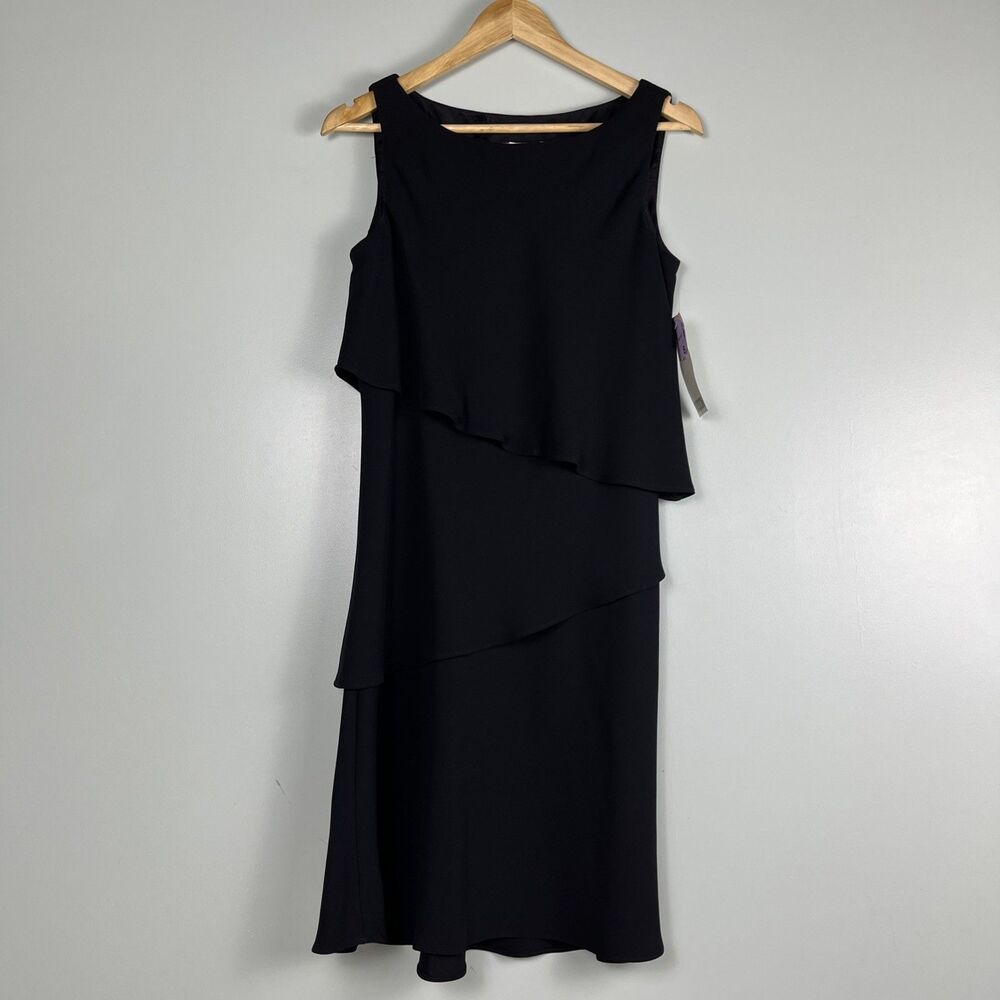 NWT VTG Dressbarn SL Fashions 2-Layer Chiffon Tiered Dress 8 Cocktail LBD USA